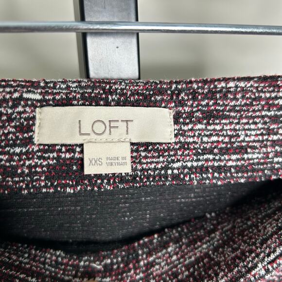 LOFT XXS Skirt- burgundy tweed,tiered, stretchy, multicolored work, summer party - Picture 4 of 5